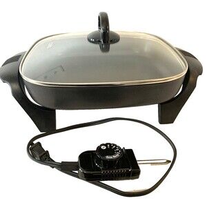 Cooks 12” x 12” Nonstick Electric Skillet Glass Cover & Plug Easy Clean